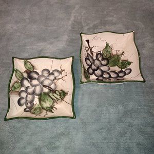 Set 2 Pfaltzgraff Parisian Fruit Square Bowls Grapes